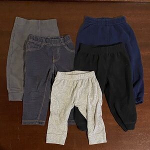 Set of FIVE toddler boy comfy sweats and jeans sz 18 mos